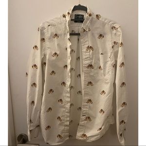 gitman brothers vintage mens small white cheetah button down 🐆